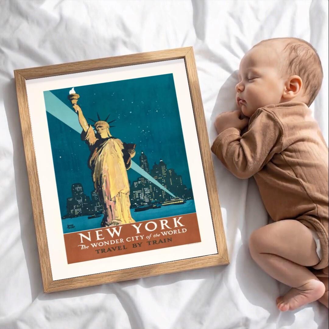 Vintage 1930s New York Travel Poster Art Deco Statue of Liberty Print ...