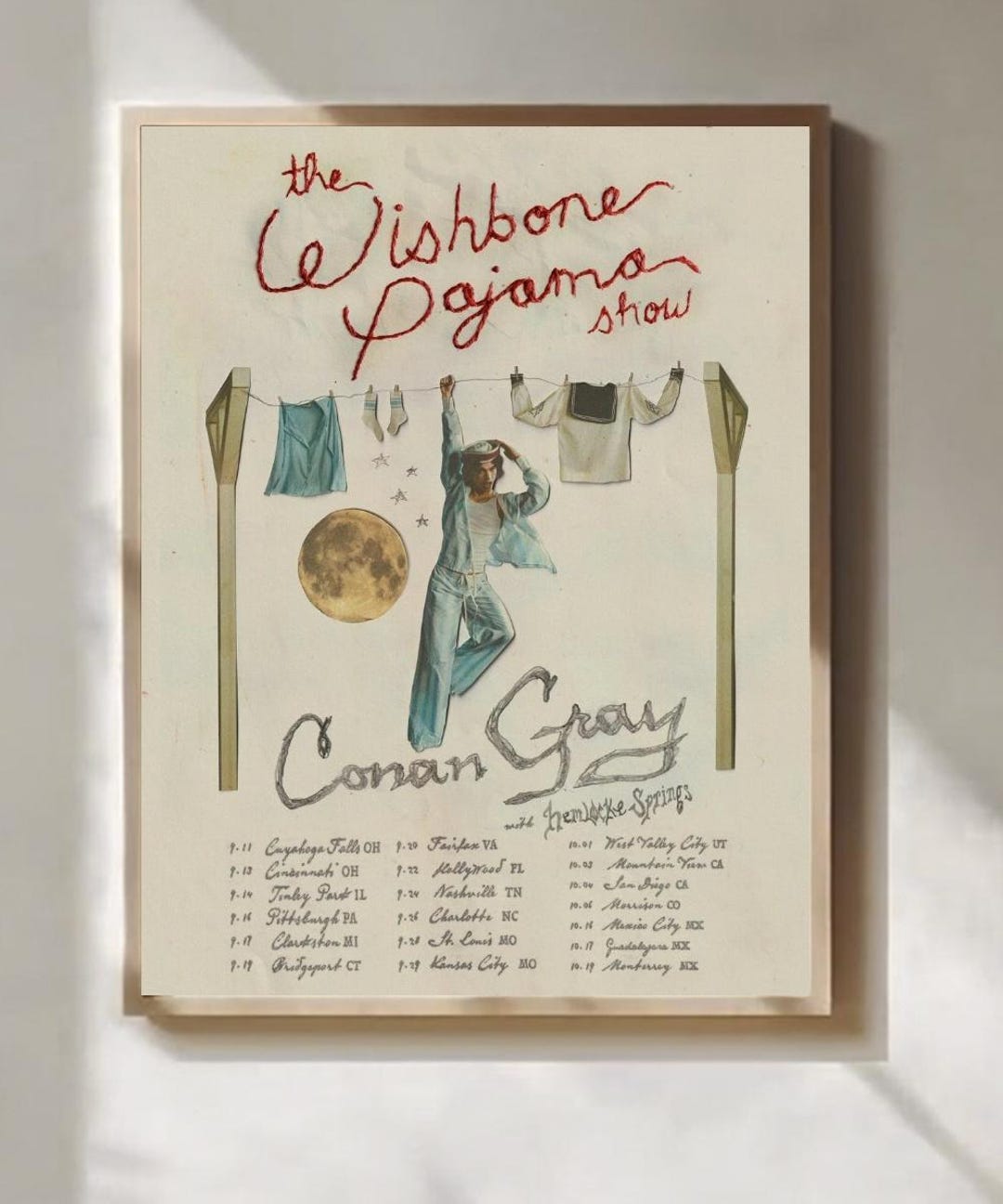 Conan Gray the Wishbone Pajama Tour Poster Concert Schedule Wall Art ...