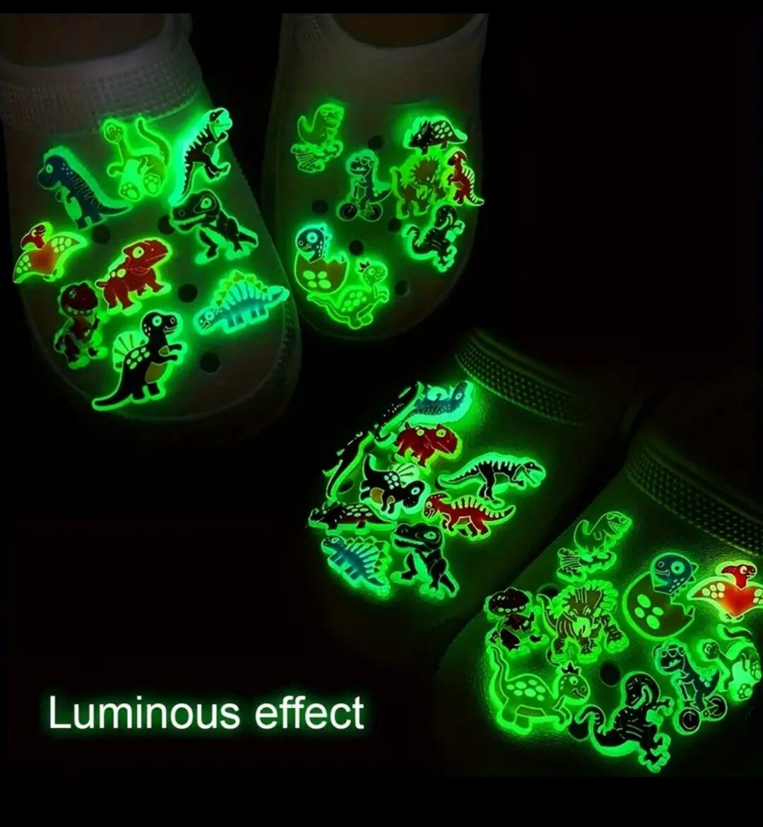 Dinosaurs Glow Jibbitz Assorted 10 Piece Etsy