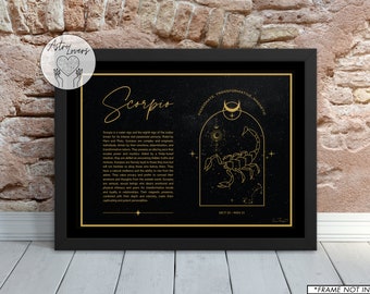 Scorpio Zodiac Print: Black and Gold Celestial Wall Art