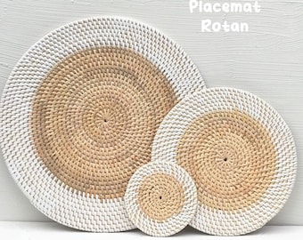 Round rattan placemat, Rattan wall basket, Wicker round placemat, woven wall basket, woven placemat, Bohemian wall decor, Rustic placemat