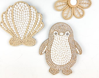 Wanddecoratie pinguïn schelp, boho kinderkamerdecoratie