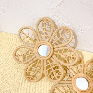 Flower Nursery Decor, Baby Girl Room Decor, Flower Rattan Wall Hanging, Flower Wall Hanging, Boho Nursery Wall Decor, Nursery Wall Art