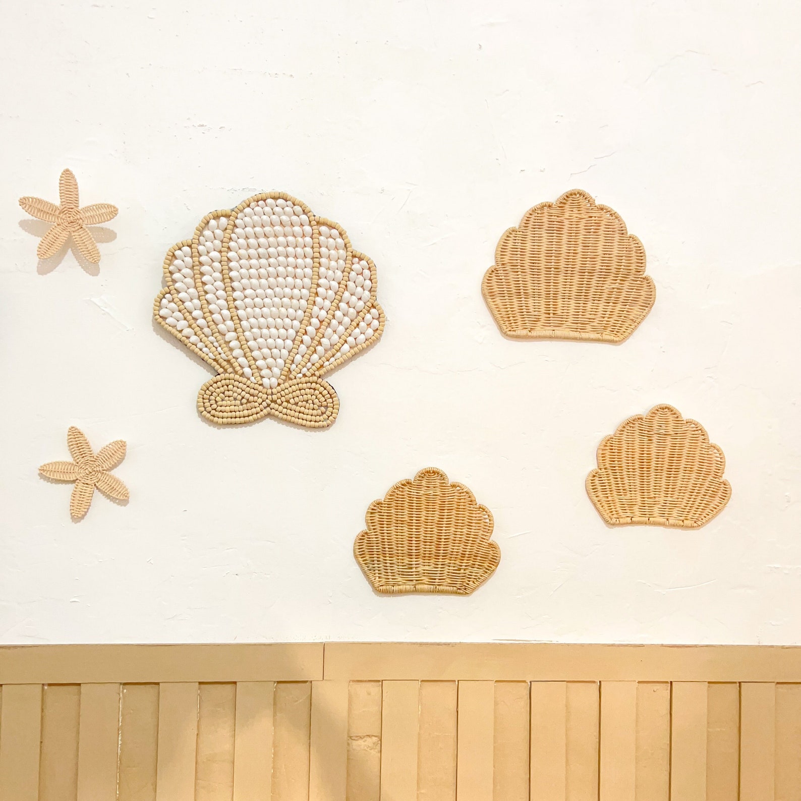 Rattan Sea Shell Nursery Wall Decor, Boho Nursery Decor, Rattan Wall ...