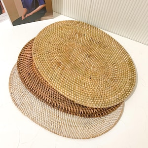 Ovale Rattan Tischsets, Rattan Wicker Tischsets, Handgewebte Tischsets, rustikale Tischsets, Esstisch Sets, Boho Tischsets