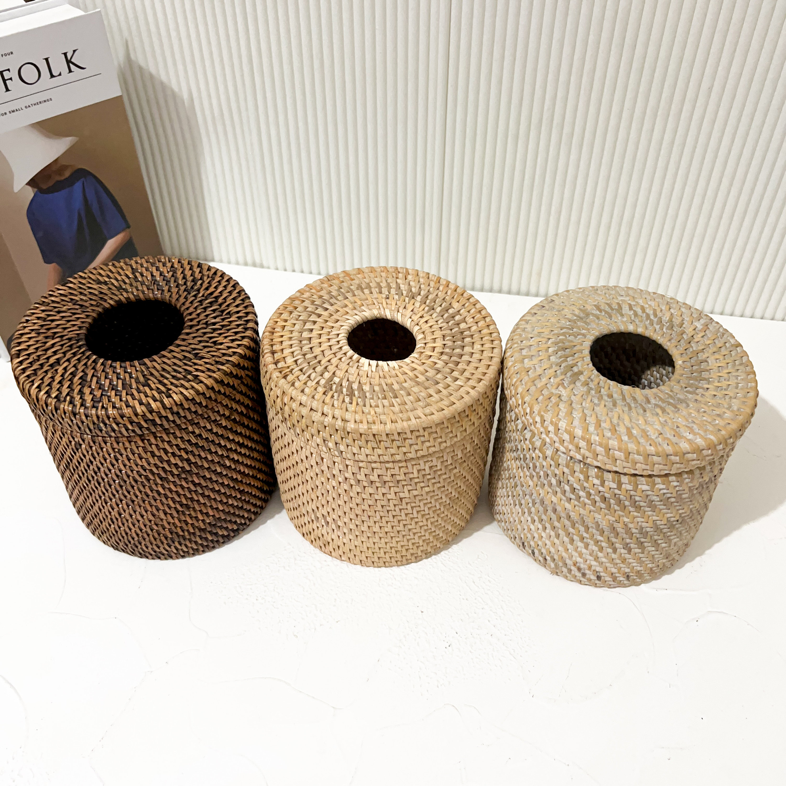 Target Rattan Tissue Box Round Rattan Tissue Box, Tissue Box Cover, Wicker Tissue Holder, Tissue ...