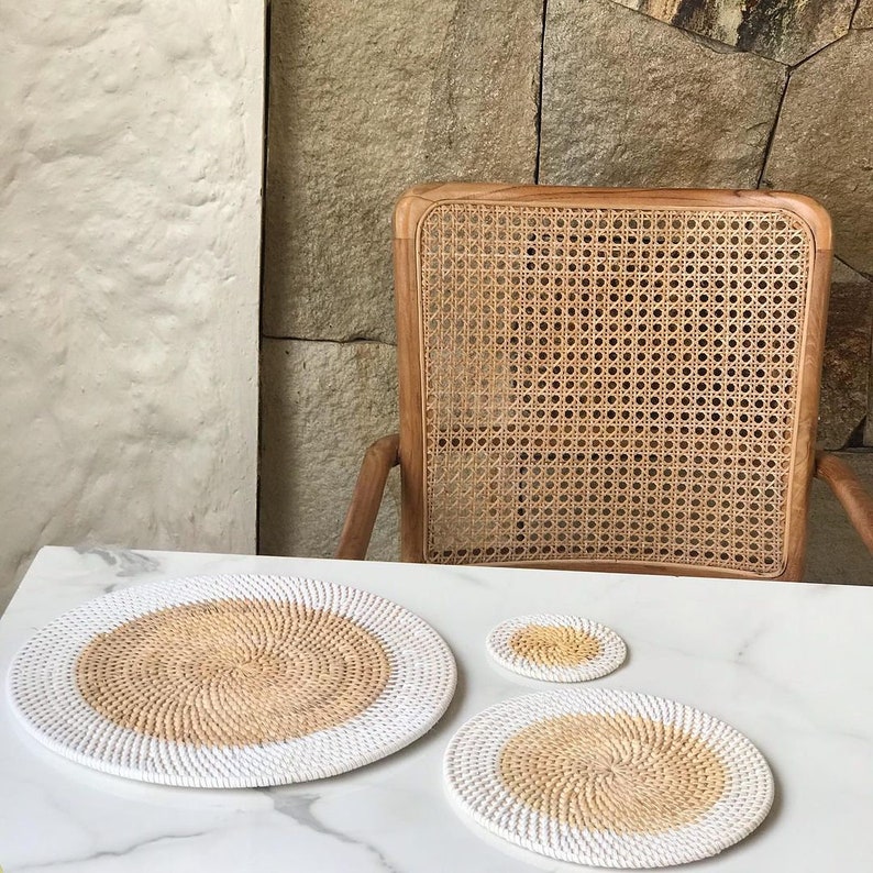 Round Rattan Placemat Rattan Wall Basket Wicker Round Etsy