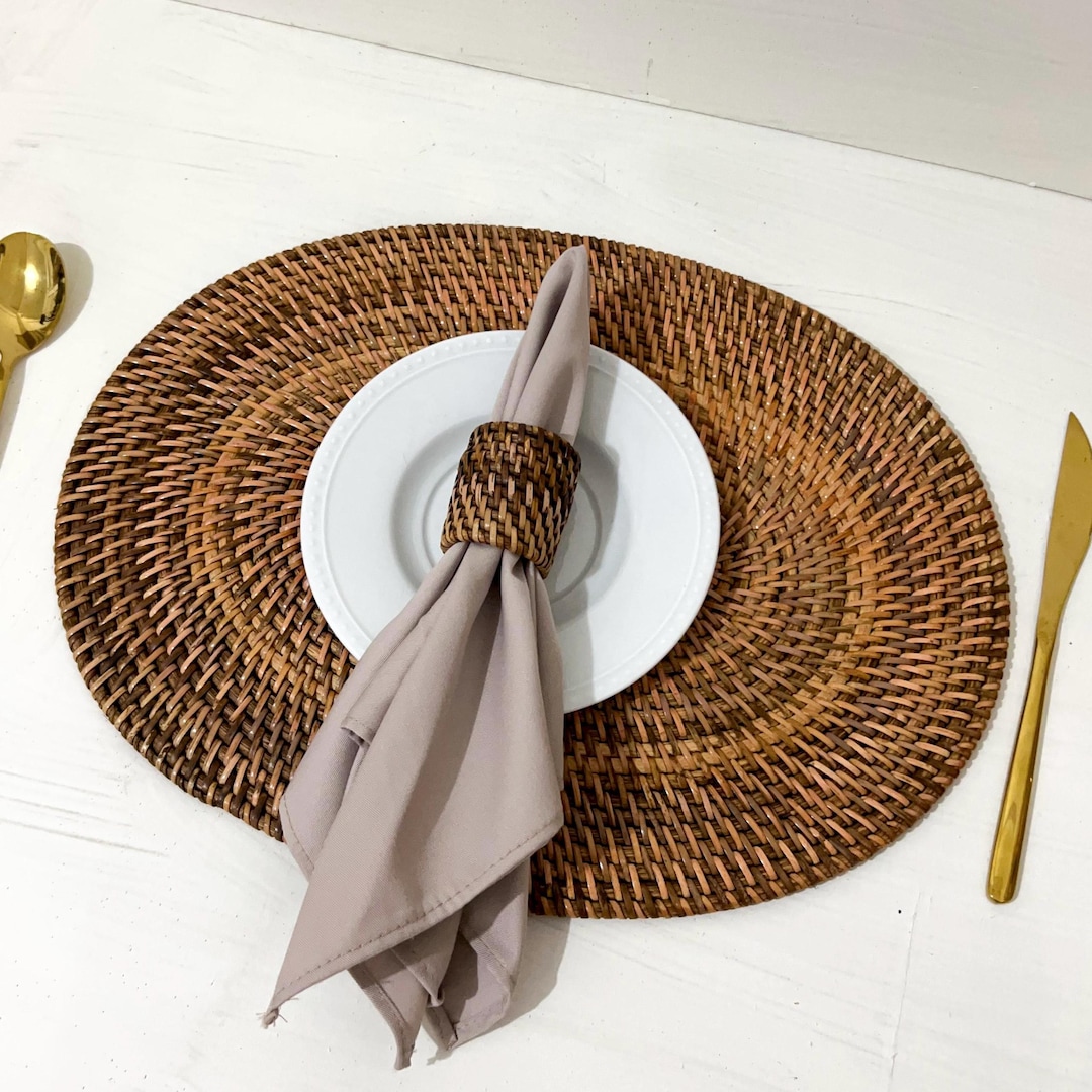 Oval Rattan Mat Rattan Placemats, Oval Rattan Wicker Placemats, Handwoven Placemats ...