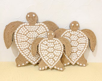 Schildkröten-Kinderzimmer-Dekor-Set, Muschel & Jute-Wandkunst