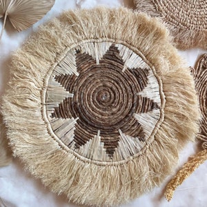 Wall Decor with Fringe, Boho Wall Hanging, Wall Basket With Fringe, Bohemian Wall Decor, Woven Wall Basket, Wicker Wall Hanging