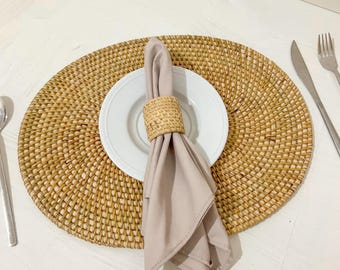 Natural Oval Rattan Placemats, Rattan Wicker Placemats, Handwoven Placemats, Rustic Placemats, Dining Table Mats, Bohemian Placemats
