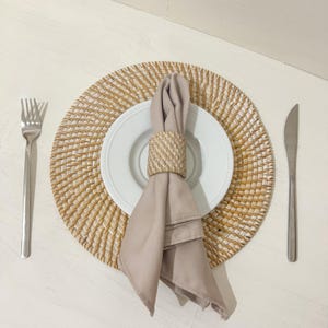 Whitewash Rattan Placemat, Wicker Placemat, Boho Placemat, Bohemian Table Decor, Rustic placemat, Handmade Placemat
