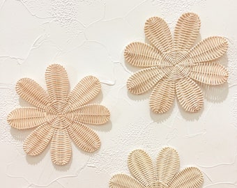 Rattan Blume Kinderzimmer, Gänseblümchen Wanddeko, Kinderzimmer Wanddeko, Blume Wandbehang, Boho Kinderzimmer Wanddeko, Nursy Mädchen Wandregal