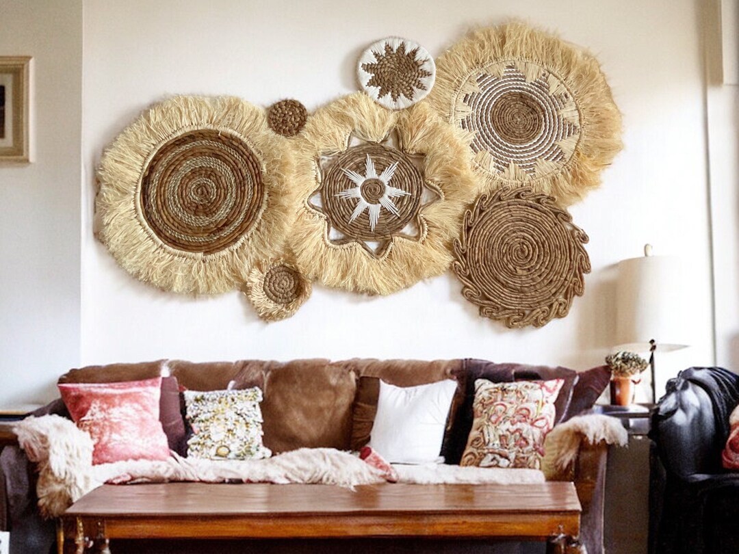 Boho Wall Basket Decor Set, Woven With Fringe - Etsy