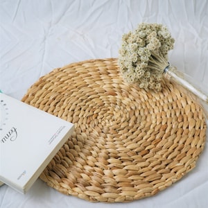 Natural Round Placemats, Wicker Round Placemats, Water Hyacinth Placemat, Seagrass Placemats, Handwoven Placemats