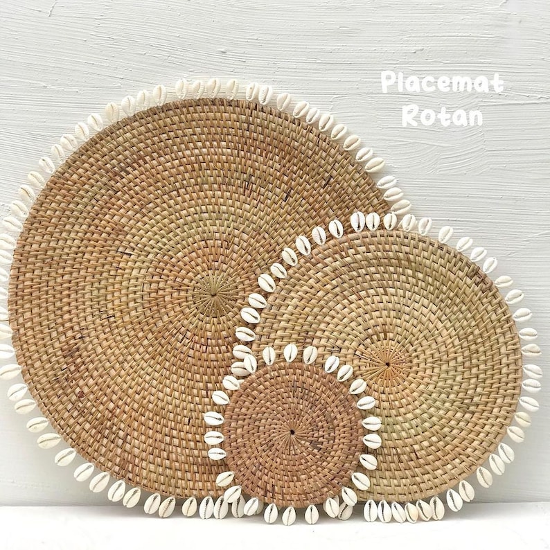 Rattan Shell Placemats Round Placemats Rattan Placemat Wicker Round