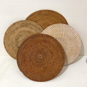 Rattan Placemats, Wicker Placemats, Round Placemats, Wicker Boho Placemats, Woven Placemat, Boho placemats, Table Decor Pad, Plate Charger