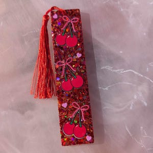 Cherry Red -Handmade Resin Bookmark