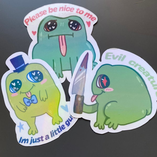 Froggy sticker set // frog cottagecore phrog quotes funny cute stickers aesthetic animals amphibian