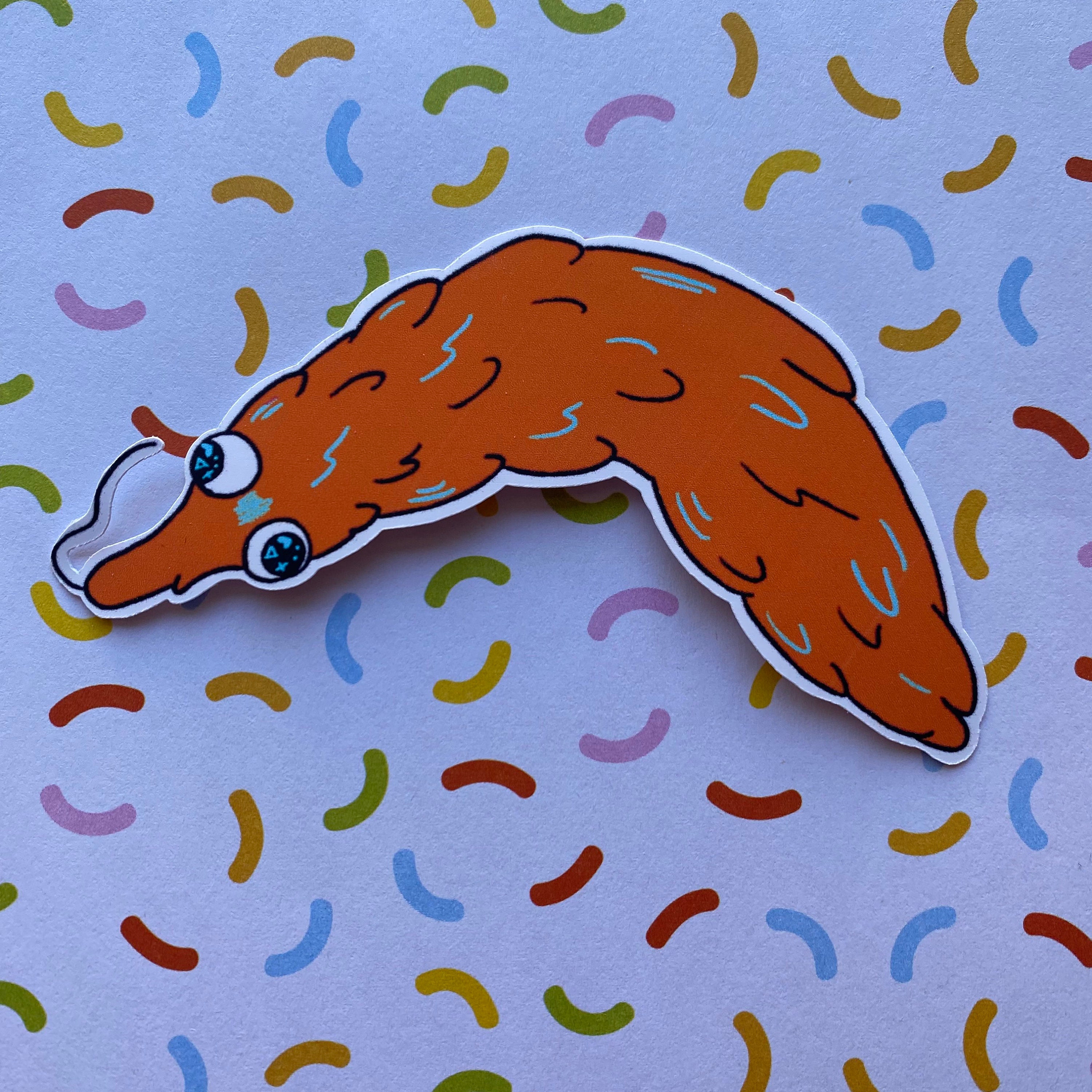 Worm on a String Sticker Set // Cute Fuzzy Worm on a String - Etsy