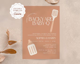 Backyard Baby-Q Invitation Template: Gender Neutral Co-ed Shower (DIY Printable)