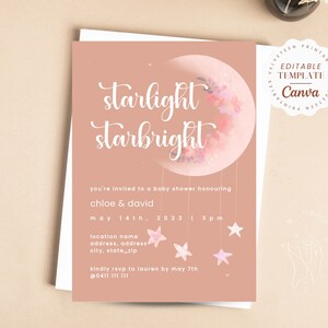 Gender Neutral Blush Baby-Q Shower Invitation Template, Couples co-ed Shower, Canva Baby Shower Invitation Template, Editable Printable