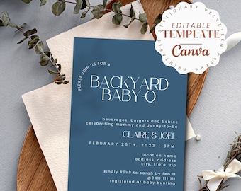 Baby-Q Shower Invitation Template: Gender Neutral Co-ed (Digital Download)