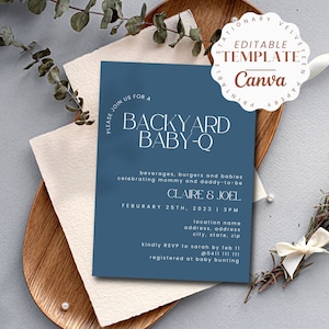 Gender Neutral co-ed Baby-Q Shower Invite Template, Baby-q Paare Shower Invite Card, Printable Baby-Duscheeinladungsvorlage, einfache Einladung