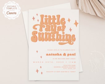 Groovy Baby Shower Invitation Template: Gender Neutral Coed Invite (Digital Download)