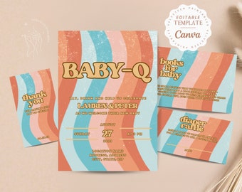 GROOVY Funny Co-ed Baby Shower Invite Template, Neutral Baby Shower invite, Printable Baby Shower Invitation Template, Simple Invitation