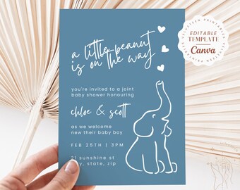 Plantilla de invitación para baby shower de niño, tarjeta para baby shower, plantilla de invitación imprimible para baby shower, invitación sencilla para bebé-q