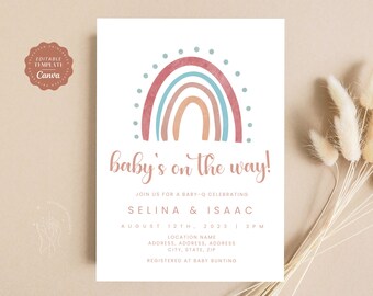 Gender Neutral co-ed Baby Shower Invite Template, Baby-q co-ed Shower Card, Printable Baby Shower Invitation Template, Simple Invitation