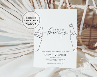 A Baby is Brewing Invitation: Co-ed Baby Shower, Editable Template (Digital Download)