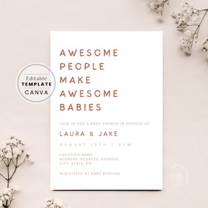 Awesome People Baby Shower Invitation, Couples Joint Co-ed Baby-Q Invite | EDITABLE TEMPLATE, PRINTABLE #327