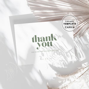Thank You Card Baby Shower Canva Template, Joint Effort | Missy Minimalist - Olive | EDITABLE TEMPLATE, PRINTABLE #420