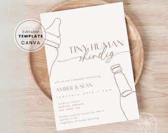 Baby-Q Invitation: Gender Neutral Couples Shower, Editable Template (Printable)