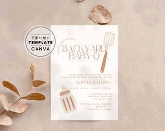 Backyard Baby-Q Invitation Template: Co-ed Couples Shower (Digital Download)