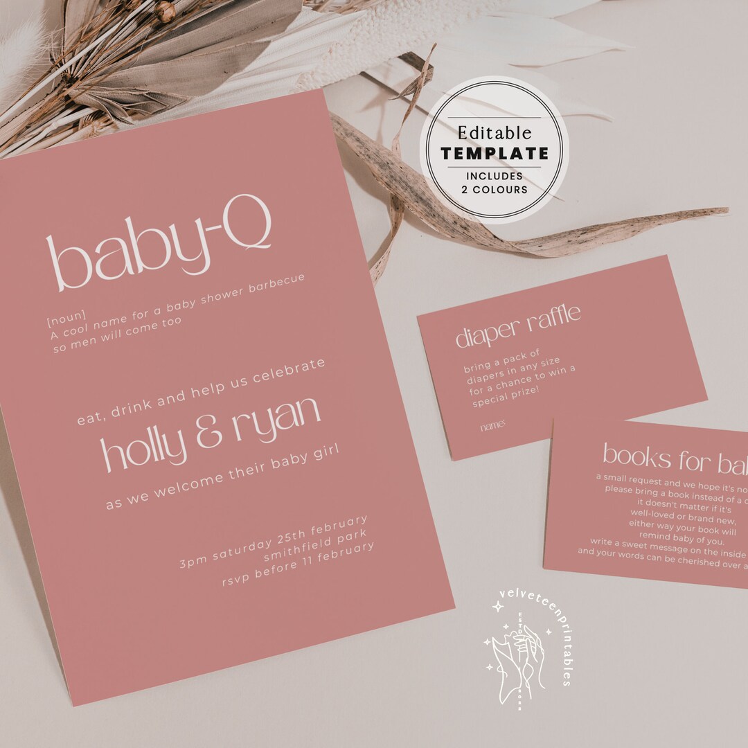 Coed Couples Baby Shower Invite Template, Babyq Girl Shower Minimal Modern Invitation Canva