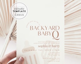 Backyard Baby-Q Invitation: Gender Neutral Co-ed Baby Shower (EDITABLE TEMPLATE)