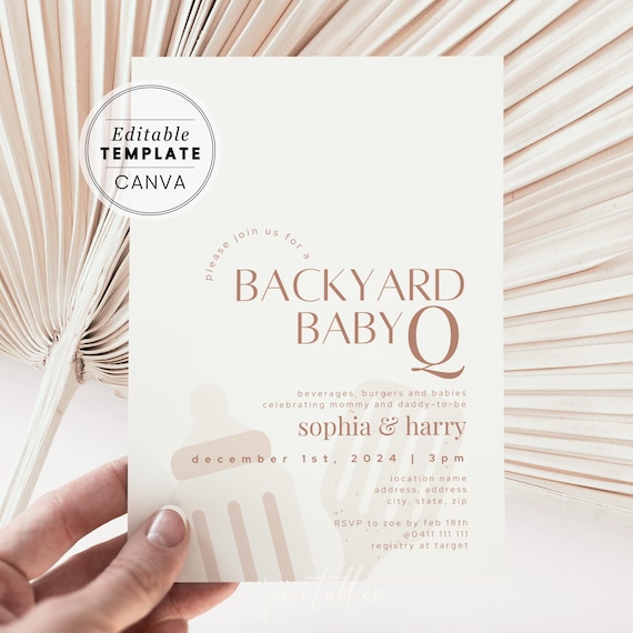 Backyard Baby-Q Invitation: Gender Neutral Co-ed Baby Shower (EDITABLE TEMPLATE)
