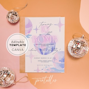 Bath Bomb Birthday Party Invitation: Editable Template (Digital Download)