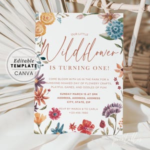Wildflower Baby Shower Signs | Baby In Bloom | Wildflower Baby Shower Games Bundle | Spring Baby Shower Invite | EDITABLE PRINTABLE 446