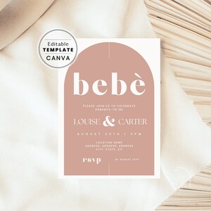 Funny Couples Baby Shower Template, Co-ed Gender Neutral Baby-Q, Invitation Canva Template | PRINTABLE EDITABLE TEMPLATE #256