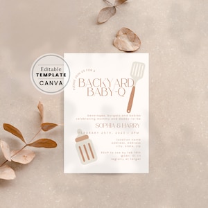 Beer Baby Shower Canva Invite, Backyard Baby-Q Fun Couples Co-ed Gender Neutral Baby BbQ Invite | Sami | EDITABLE TEMPLATE, PRINTABLE #146