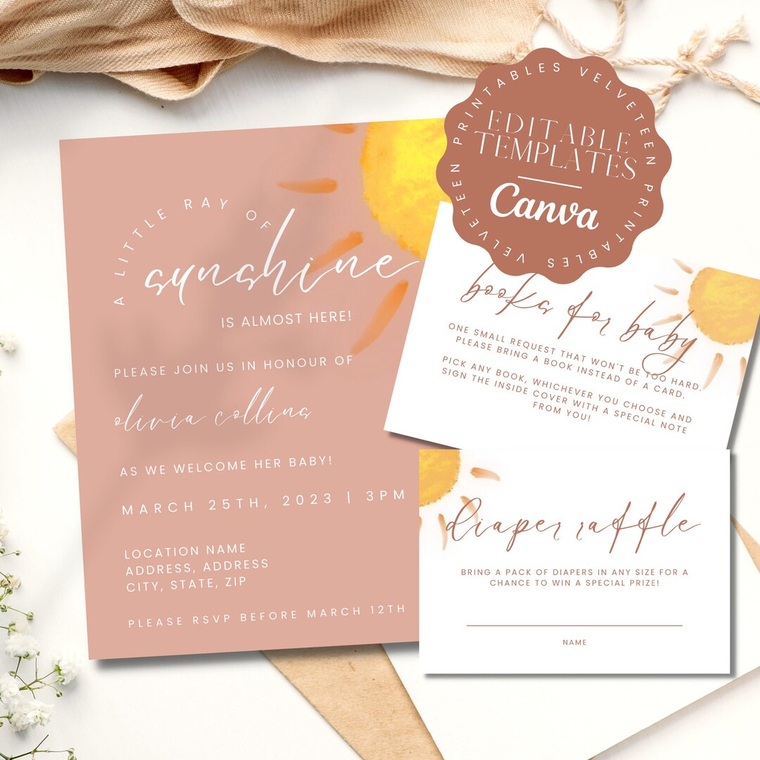 Cute Baby Shower Invite Template, Neutral Boy or Girl Baby Shower Card ...