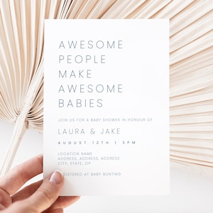 Minimalist Baby Shower Invitation: Gender Neutral, Couples (Editable Template)