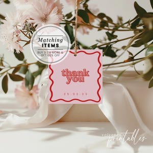 Cherry on Top Baby Shower Favor Tags, Sweet Printable Wavy Border Party Favour, Joint Couples Co-Ed Backyard Baby-Q, Thank you Tag COT008