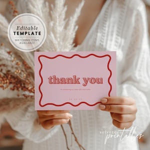 Cherry on Top Baby Shower Thank you Card, Sweet Printable Wavy Border Party Favour, Joint Couples Co-Ed Backyard Baby-Q, Thanks Note COT003