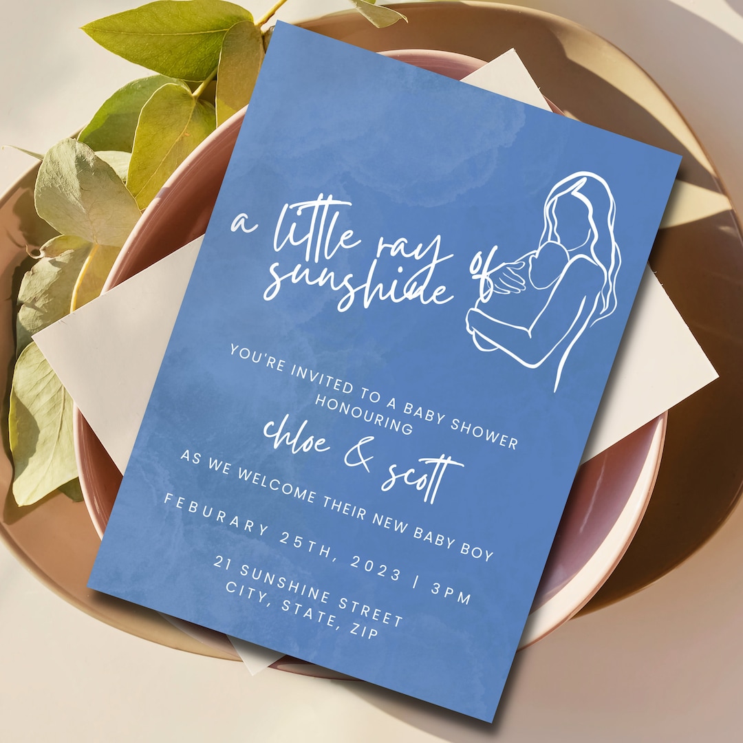 Cute Modern Boy Coed Baby Shower Invite Template, Baby Shower Card