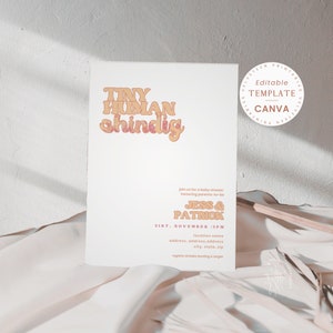 Groovy Couples Baby Shower Template, Co-ed Gender Neutral Baby-Q, Retro Invitation Canva Template | PRINTABLE EDITABLE TEMPLATE #217